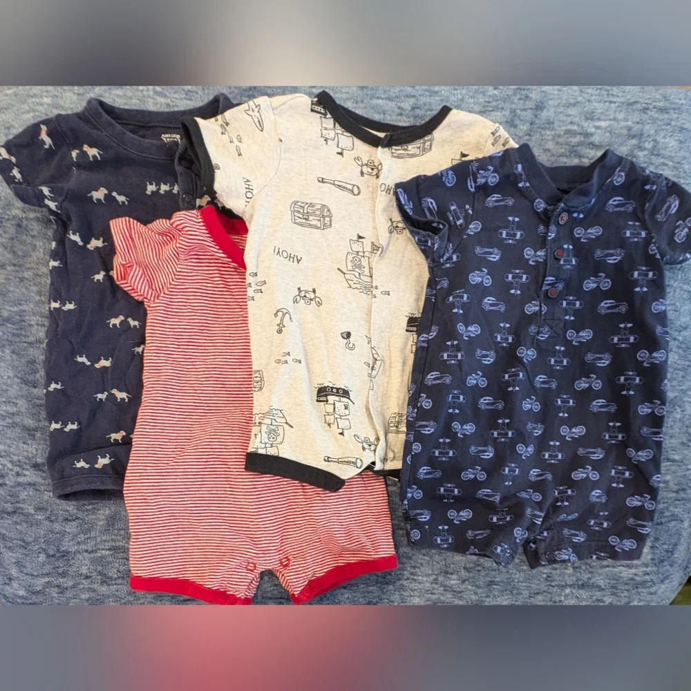 Carter's 6M Navy, Red, and Cream Jumpsuits & Rompers Set